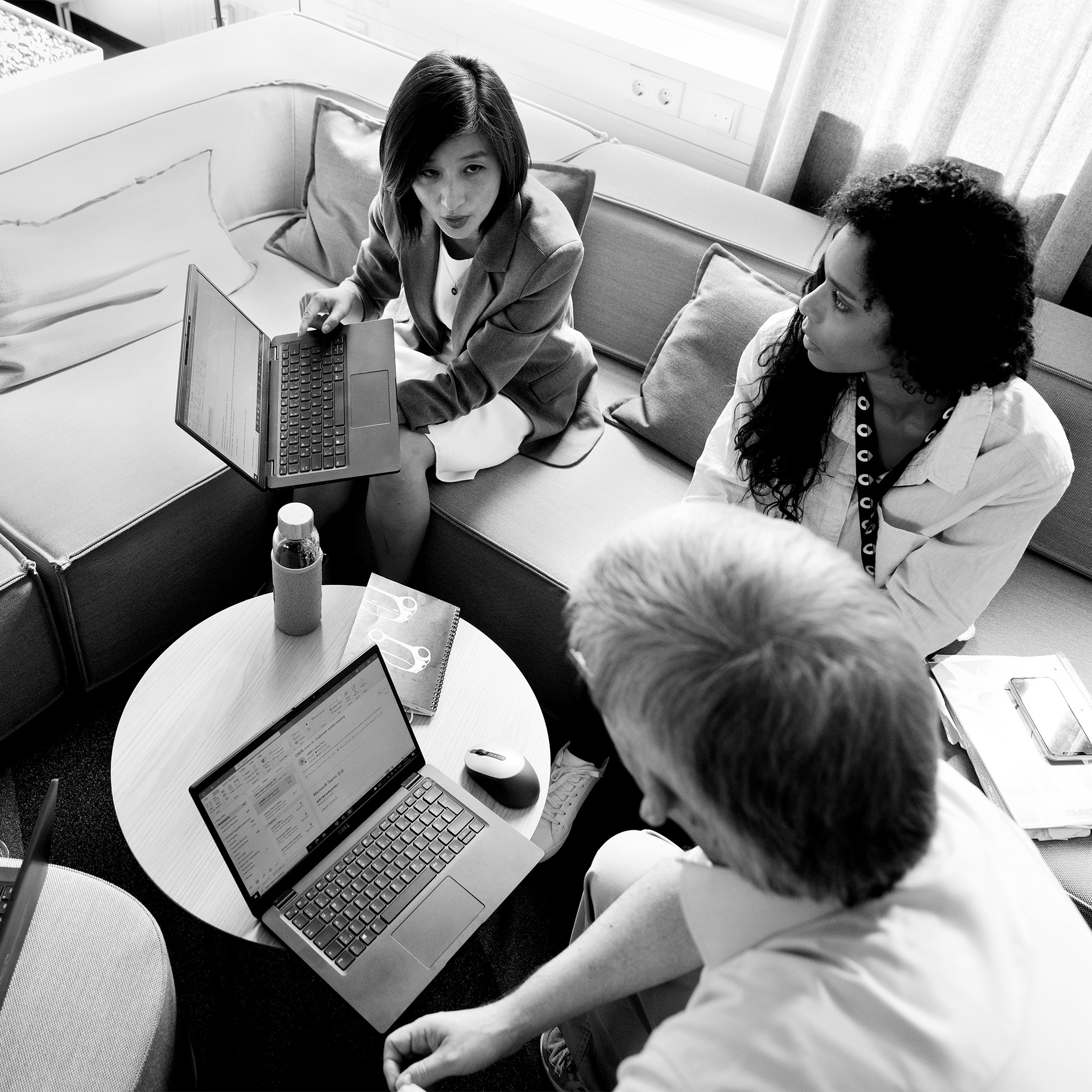 coworkers chatting in group